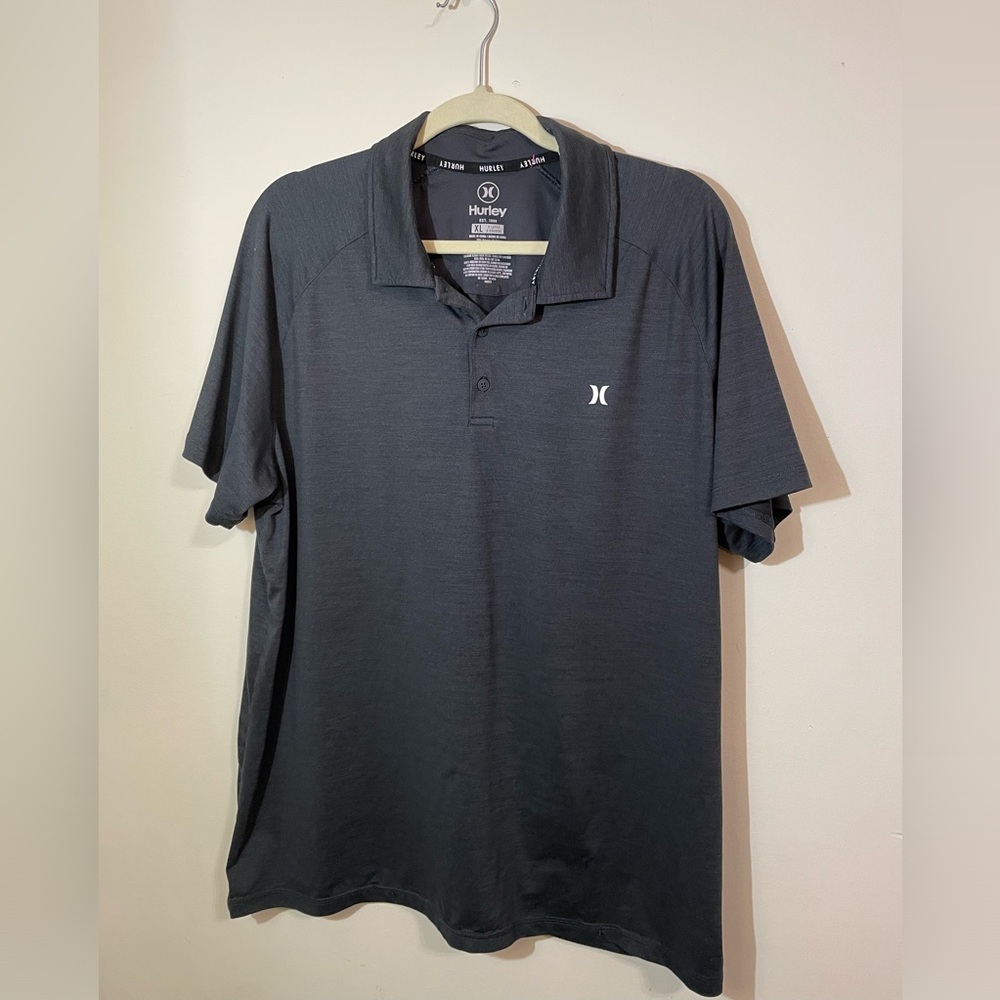Hurley Polo Men XL UltraSoft‎ Stretch Moisture Wicking Performance Charcoal Gray